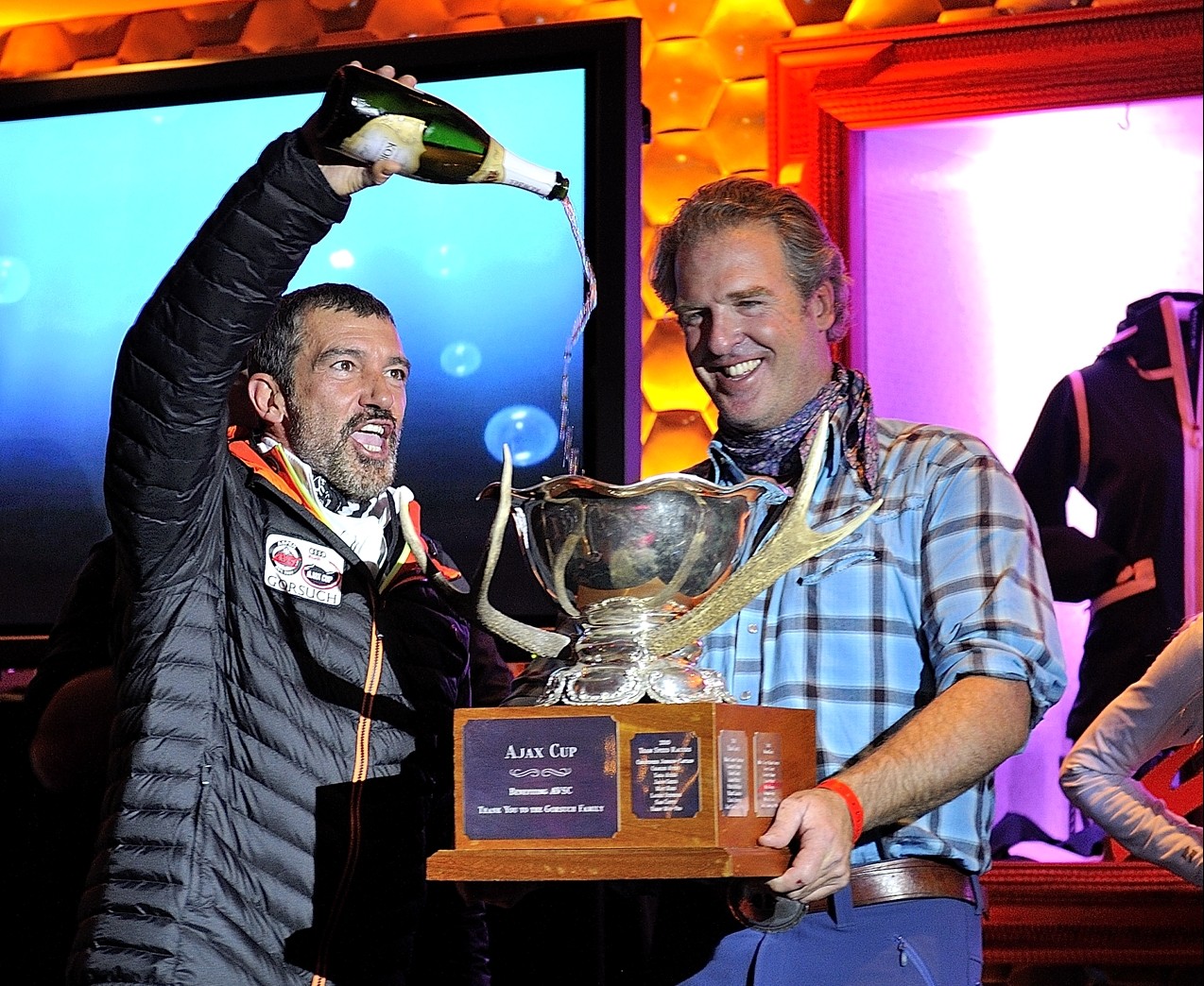 Antonio Banderas Jeff Gorsuch Ajax Cup Champagne Celebration
